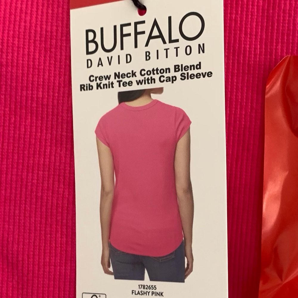 Buffalo David Bitton Short Sleeve Tee NWT Hot Pink Size M - Picture 5 of 7
